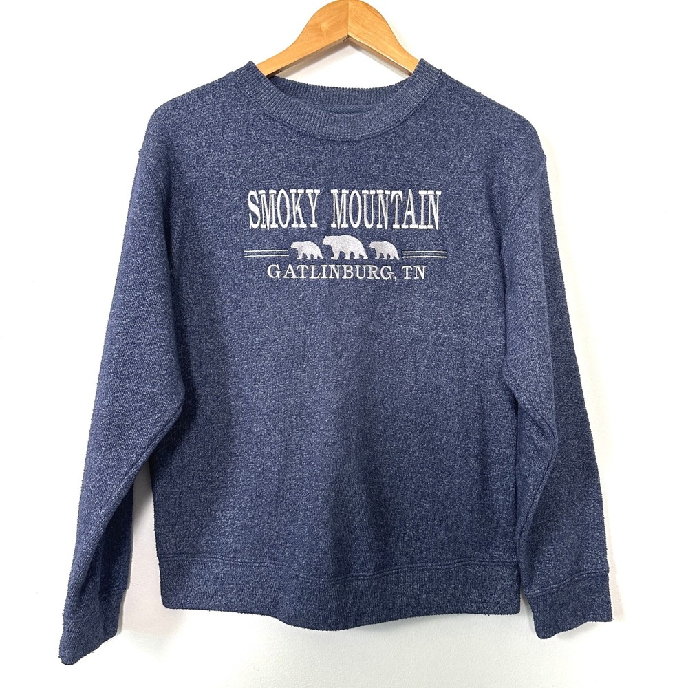 Smoky Mountain Gatlinburg TN Bear Sweatshirt Blue Destinations USA S Animal